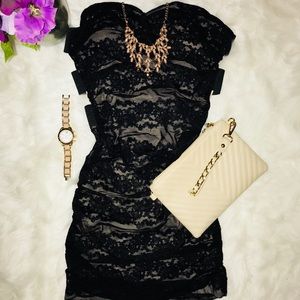 PARTY DRESS: Sheer Black Dress with Nude Undertone